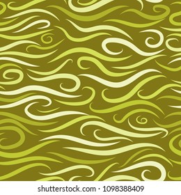 Seamless Wavy Background. Hand-drawn Stylized Colorful Waves in Classic Style. Elegant Abstract Background with Swirl Lines. Seamless Wavy Pattern for Cloth, Fashion Printing, Fabric, Paper, Wrapping.