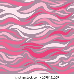 Seamless Wavy Background. Hand-drawn Stylized Colorful Waves in Classic Style. Elegant Abstract Background with Swirl Lines. Seamless Wavy Pattern for Cloth, Fashion Printing, Fabric, Paper, Wrapping.