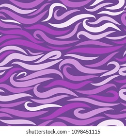 Seamless Wavy Background. Hand-drawn Stylized Colorful Waves in Classic Style. Elegant Abstract Background with Swirl Lines. Seamless Wavy Pattern for Cloth, Fashion Printing, Fabric, Paper, Wrapping.