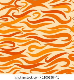 Seamless Wavy Background. Hand-drawn Stylized Colorful Waves in Classic Style. Elegant Abstract Background with Swirl Lines. Seamless Wavy Pattern for Cloth, Fashion Printing, Fabric, Paper, Wrapping.