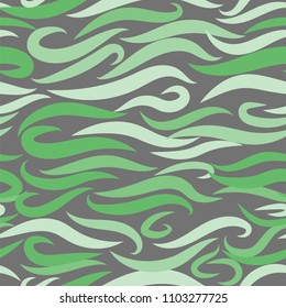 Seamless Wavy Background. Hand-drawn Stylized Colorful Waves in Classic Style. Elegant Abstract Background with Swirl Lines. Seamless Wavy Pattern for Cloth, Fashion Printing, Fabric, Paper, Wrapping.