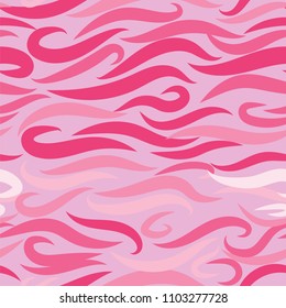Seamless Wavy Background. Hand-drawn Stylized Colorful Waves in Classic Style. Elegant Abstract Background with Swirl Lines. Seamless Wavy Pattern for Cloth, Fashion Printing, Fabric, Paper, Wrapping.
