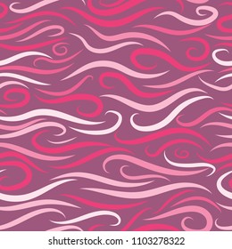 Seamless Wavy Background. Hand-drawn Stylized Colorful Waves in Classic Style. Elegant Abstract Background with Swirl Lines. Seamless Wavy Pattern for Cloth, Fashion Printing, Fabric, Paper, Wrapping.