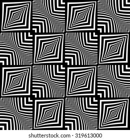 Seamless wavy checked pattern. Geometric texture. Vector art.