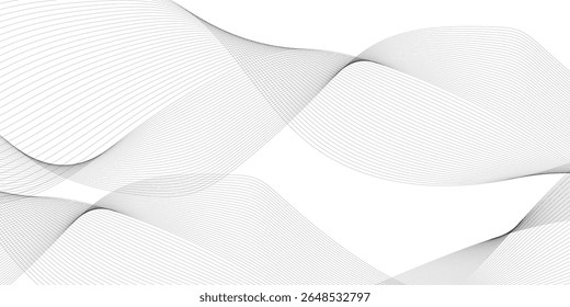Seamless wavy curve lines on transparent background. Flowing wave future technology concept. Business, voice, sound, music, poster, banner background.