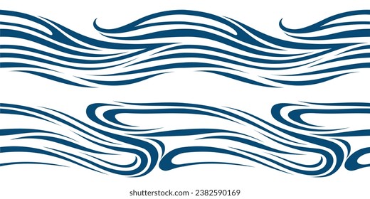 Seamless wavy curve wave free form repeat Pattern stripe. 