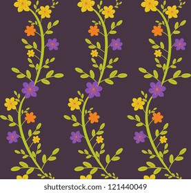 Seamless wavy floral pattern bright colorway
