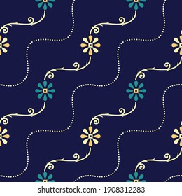 Seamless wavy floral pattern design