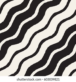 Seamless Wavy Hand Drawn Stripes Pattern. Abstract Repeating Vector Texture.