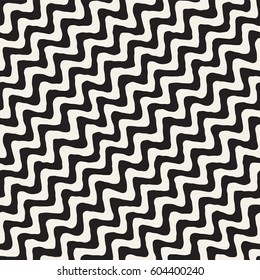 Seamless Wavy Hand Drawn Stripes Pattern. Abstract Repeating Vector Texture.