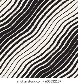 Seamless Wavy Hand Drawn Stripes Pattern. Abstract Repeating Vector Texture.