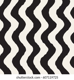Seamless Wavy Hand Drawn Stripes Pattern. Repeating Vector Texture.