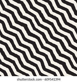 Seamless Wavy Hand Drawn Stripes Pattern. Repeating Vector Texture.