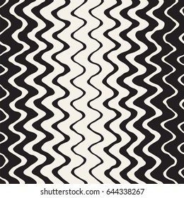 Seamless Wavy Hand Drawn Stripes Pattern. Abstract Repeating Vector Texture.