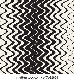 Seamless Wavy Hand Drawn Stripes Pattern. Abstract Repeating Vector Texture.