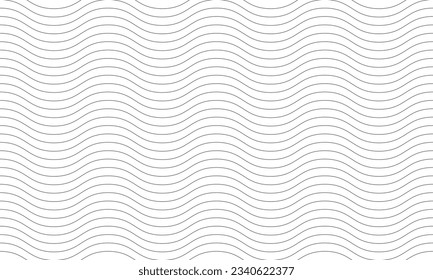 Seamless wavy line pattern. Abstract wave curved lines. Stylized monochrome line art background.