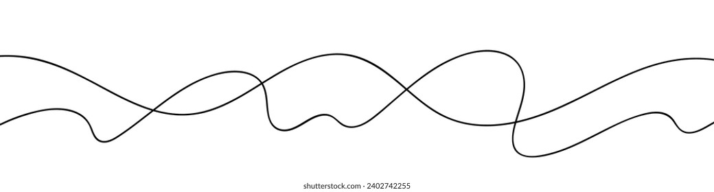 Seamless wavy line pattern with curvy abstract squiggles in a psychedelic wiggle design. Flat vector illustration isolated on white background.