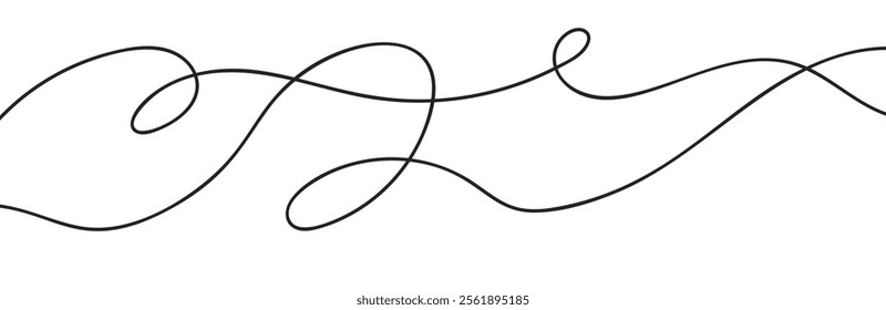 Seamless wavy line pattern with curvy abstract squiggles in a psychedelic wiggle design. Flat vector illustration isolated on white background.