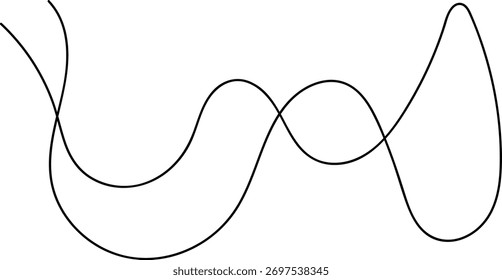 Seamless wavy line pattern with curvy abstract squiggles in a psychedelic wiggle design. Flat vector illustration isolated on white background.
