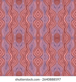Seamless Wavy Line Pattern in Red and Indigo – Elegant Flowing Design