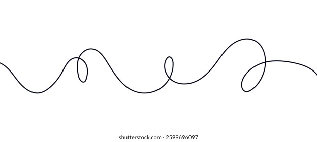 Seamless wavy line pattern with ripple strokes and abstract curves. Corrugated wave design for graphic borders and decorative elements. Flat vector illustration isolated on white background.