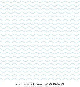 Seamless wavy line pattern with sky blue lines on a clean white background. Perfect for airy, soft, and modern summer-inspired designs.