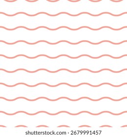 Seamless wavy line pattern with soft coral lines on a white background. A gentle and minimal design perfect for warm, clean, and modern design projects such as packaging, branding, or UI elements.