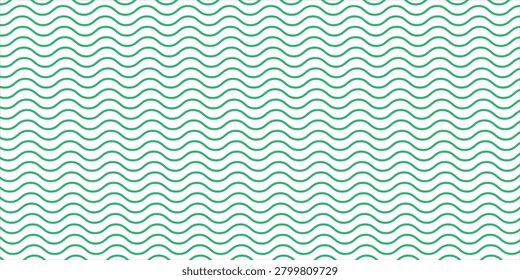 Seamless Wavy Line Pattern Vector Abstract Geometric Repeating Wave Background Green Kelly Horizontal Zigzag Texture Wallpaper Minimal White Fabric Print