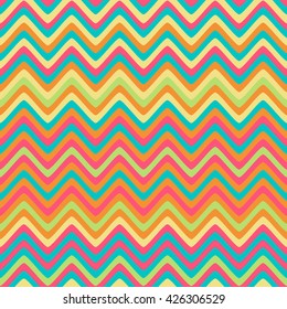 Seamless wavy lines background with stripes of fresh colors. Vector repeating texture.