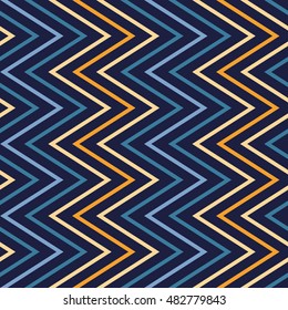 Seamless wavy lines pattern with dark background. Vector repeating texture.