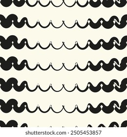 Seamless wavy lines pattern. Repeating vector texture. Stylish stripes background. Contemporary graphics with parallel waves.