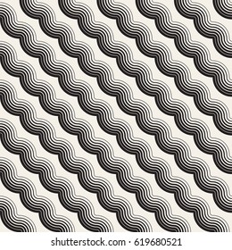 Seamless wavy lines pattern. Repeating vector texture. Stylish stripes background. Contemporary graphics with parallel waves.