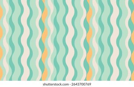 Seamless wavy pastel pattern.  Perfect for backgrounds, textiles, or website design. Evokes feelings of calm, summer, and retro style.