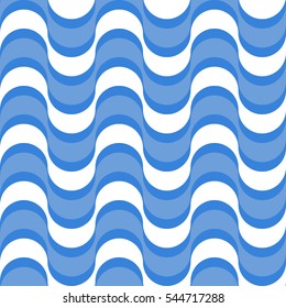 Seamless wavy pattern in blue and white colors. Vector.