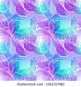 Seamless wavy pattern in boho style. Summer vibes. Print could be used for yoga mat, phone case, textile.