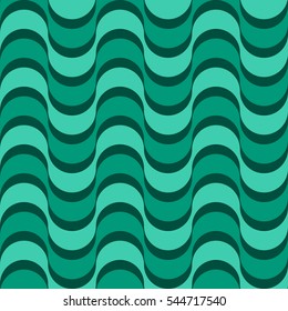 Seamless wavy pattern in green colors. Vector.
