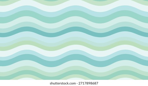 Patrón ondulado sin fisuras con Horizontales líneas azules y verdes en diferentes tonos crea un efecto de onda del océano calmante para la decoración del cuarto de baño o spa.