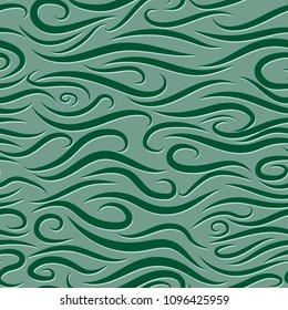 Seamless Wavy Pattern. Paper Cut Background. Hand-drawn Embossed Waves in Classic Style. Elegant Texture with Lettering Effect. Seamless Wavy Background for Cloth, Fashion Printing, Textile, Paper.