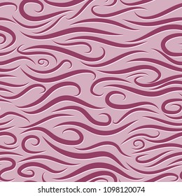 Seamless Wavy Pattern. Paper Cut Background. Hand-drawn Embossed Waves in Classic Style. Elegant Texture with Lettering Effect. Seamless Wavy Background for Cloth, Fashion Printing, Textile, Paper.