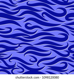 Seamless Wavy Pattern. Paper Cut Background. Hand-drawn Embossed Waves in Classic Style. Elegant Texture with Lettering Effect. Seamless Wavy Background for Cloth, Fashion Printing, Textile, Paper.