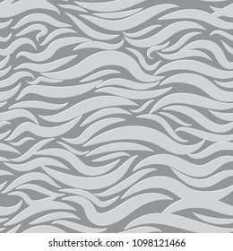 Seamless Wavy Pattern. Paper Cut Background. Hand-drawn Stylized Waves in Classic Style. Elegant Texture with Embossed Effect. Seamless Wavy Background for Cloth, Fashion Printing, Textile, Paper.