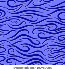 Seamless Wavy Pattern. Paper Cut Background. Hand-drawn Embossed Waves in Classic Style. Elegant Texture with Lettering Effect. Seamless Wavy Background for Cloth, Fashion Printing, Textile, Paper.