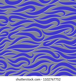 Seamless Wavy Pattern. Paper Cut Background. Hand-drawn Embossed Waves in Classic Style. Elegant Texture with Lettering Effect. Seamless Wavy Background for Cloth, Fashion Printing, Textile, Paper.
