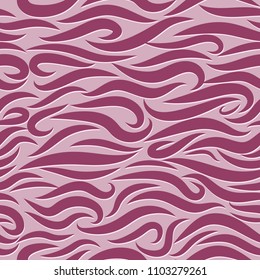 Seamless Wavy Pattern. Paper Cut Background. Hand-drawn Embossed Waves in Classic Style. Elegant Texture with Lettering Effect. Seamless Wavy Background for Cloth, Fashion Printing, Textile, Paper.