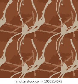 Seamless wavy pattern. Repeating vector ripple texture. Graphic brown background with light beige waves, can be used as backdrop, wallpaper, print for clothes, wrapping paper etc.