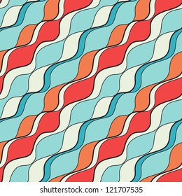 Seamless wavy pattern. Repeating vector texture on contrast colors. Cheerful background