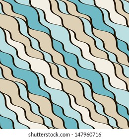 Seamless wavy pattern. Repeating vector texture. Marine background