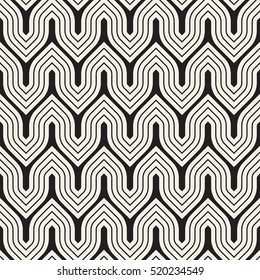 Seamless wavy pattern. Repeating vector texture. Monochrome background with stylish zigzag.