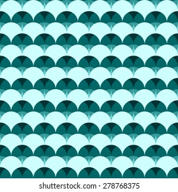 Seamless wavy pattern similar to the shells of blue and aquamarine semicircle