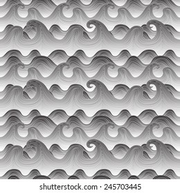 Seamless wavy pattern. Vector illustration pattern wave river vector ocean wallpaper ornament